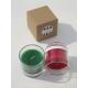 Red & Green round scented glass candle with printed label and packed into gift