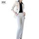 Nonwoven Women's Office White Dress Suit 2023 Top and Pants with Single Button Blazer