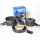Picnic Accessories 2-3 Person Outdoor Camping Pot Set with Aluminum Cookware Mess Kit