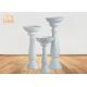 3 Piece Glossy White Fiberglass Flower Pots Floor Vases With Pedestal