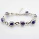 925 Silver 6x8mm Oval Created Amethyst and Clear Cz Diamonds Link Bracelet (H03)