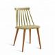 High Back Plastic Dining Chairs Arc Design With Wood Print Transfer Iron Legs