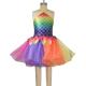 Rainbow Skirt Fish Dance Tutu Dress Wear Halter Triangle Top Back Crossing Straps