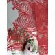 Red Tulle Mesh Bridal Dress Embroidery Paisley Lace Fabric