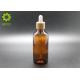 Boston Round Amber Glass Lotion Bottles With Bamboo Dropper In 30ml 1 Oz