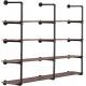 Rustic Industrial 5-Tier Pipe Shelf Brackets for Wall Mounting DIY Open Bookshelf Rack