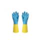 Bicolor Industrial Neoprene Chemical Gloves Heat Resistant Flock Lined Latex Gloves