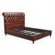 Villa Leather Tufted Sleigh Bed Genuine Leather Beds