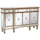 Living Room Cabinet Modern 4 Drawers 4 Doors Buffet Cabinet Table with Mirrored Finish