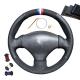 DIY Car Accessories Black Genuine Leather Suede DIY Steering Wheel Cover For Peugeot 206 SW 2003 2004 2005 206 CC 2004 2005