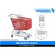 Red Color Plastic Shopping Cart With Four Wheel 125L For Grocery Store