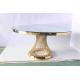 Faux Marble Tabletop Modern Pedestal Dining Table Golden Stainless Steel Frame
