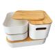 Countertop PP Plastic Storage Organizer With Bamboo Lid For Kitchen