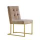 Modern Style Button Tufted Chair , Black Velvet Dining Chair With Gold Legs
