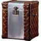 Vintage Retro Genuine Leather Small Trunk Aluminium Sheet Lifted Cover With Decoration For Home