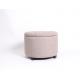 Linen fabric wooden folding ottoman round upholstered storage ottoman room footstool and ottomans
