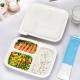 Three compartments starch warp up tray white color eco friendly fast food container with lid