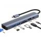 Gray 7 In 1 USB C Type C Hub with 1000M RJ45 Gigabit Ethernet 4K HDMI PD 100W Adapter