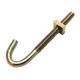 M24 Anchor Bolt J Type Steel Hook Bolt With Square Nuts Galvanized With Zinc Plated