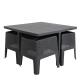 Plywood W160cm D90cm Table Grey Rattan Dining Set , 5 Piece Cube Patio Set