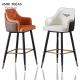 Orange 40 Inch Metal Bar Stools With Backs Modern Tall Pu Leather Commercial