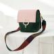 Head Layer Leather Female Crossbody Bags 26cm Colorful Strap Bucket Bag