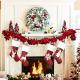 Christmas Stockings Set, 4 Pcs Large Christmas Stocking Soft Classic Red White Fireplace Hanging for Xmas Party Decor