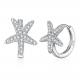 1x1cm 1.32g Sterling Silver Jewelry Earrings 5A Starfish Cubic Zirconia Earring