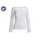 Big V Neck Womens Knit Pullover Sweater Ribs Stripes Small Trumpet Cuff  Spring Knitwear