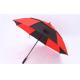 Red And Black Vented Golf Umbrella Self Fabric Sleeve Fiberglass Shaft / Frame