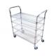 4 Layers Chrome Wire Basket ESD Shelf Trolley With Handrail