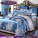 100% Cotton King Size Blue Flowers Jacquard Bedsheet Bedding Sets