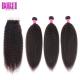 4*4 Closure Brazilian Virgin Human Hair Yaki Kinky Straight Human Hair Weft