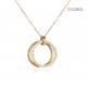 Sumptuous Stainless Steel Fashion Necklaces Double Ring Rhinestone Pendant Necklace