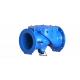 Blue Hydraulic Check Valve No Clog Design With Hydraulic Cushion Device Rubber Coated Disc