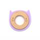 Sensory Cat Shaped Wooden Silicone Ring LFGB Chew Toys For Teething Babies