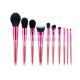 Red Tapered Synthetic Hair Makeup Brushes With Glossy Ferrule