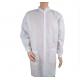Non Woven Medical Lab Coats With Single Collar Elastic Cuffs And Plastic Button