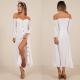 Women Clothing Long Sleeve Sorrento Dreaming Dress In White Linen Look