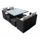 Wicker resin plastic luxury dining table set rattan cube garden furniture dining table 6 seater---8298