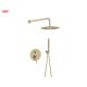 Brushed Golden Classical Rain Shower With Handle Concealed In Wall