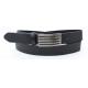 PU Plate Buckle Belt Inside Shape Logo Available , 3.35cm Width Mens Black Leather Jeans Belt