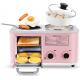 3 In 1 Electric Oven Breakfast Maker Pink Coffee Maker Multi Functional