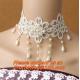 Wedding Classic Women White Lace beading Pearl Choker Necklace jewelry Accessories Collar