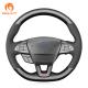 Custom Hand Stitching Matt Carbon Soft Suede Steering Wheel Cover for Ford Focus RS MK3 ST Kuga Ecosport ST-Line 2015