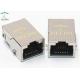 100 Base T Integrated Magnetics RJ45 Brass Shielded Right Angle Side Entry