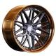 factory Customized 2 piece super deep concave brushed bronze polished lip forged wheel