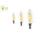 Curved Filament LED Candle Bulbs Coated Yellow Green Fluorescent Powder 2200K