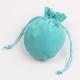 Odorless Durable Velvet Drawstring Pouch , Polyester Fiber Blue Velvet Pouch