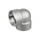 Socket Welded Stainless Steel Forged Fittings , DN15 Stainless Steel 90 Degree Elbow